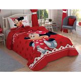 Taç Lisanslı Yatak Örtüsü Seti Minnie Lovely Tek Kişilik - Kırmızı - 160 x 220 cm