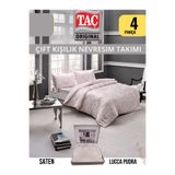 Taç Lucca Pudra Pamuk Saten Çift Kişilik Nevresim Takımı