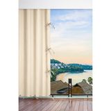 Taç Lüks Bej Gabardin Sık Dokuma Su Geçirmez Kornişli Bağcıklı Balkon Perdesi Branda - 150 x 200 cm