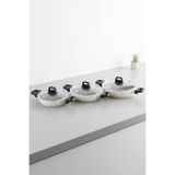 Taç Master Ceramica Cam Kapaklı Seramik Sahan Seti 6 Parça - Beyaz