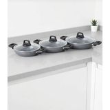 Taç Master Ceramica Cam Kapaklı Seramik Sahan Seti 6 Parça - Gri
