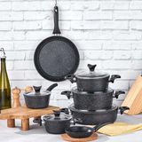 Taç Mastercook 12 Parça Siyah Granit Tencere Seti Ergonomik Sap ve Kolay Temizlik Özellikleriyle