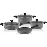 Taç Mastercook 7 Parça Gri Granit Tencere Seti Döküm İç Yüzey ile Şık Tasarım ve 20 cm 24 cm Ebatlar