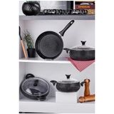 Taç Mastercook Derin Tencere Seti 7 Parça Siyah Çelik Kaplama 20 cm Ebatlı Şık Tasarım