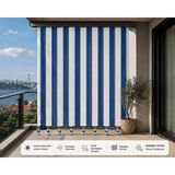 Taç Mavi Beyaz Çizgili Su Geçirmez Kornişli Bağcıklı Balkon Perdesi Branda Enxboy - Mavi - Beyaz - 320 x 220 cm