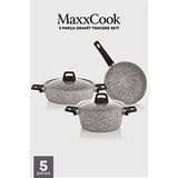 Taç Maxxcook 5 Parça Granit Tencere Seti Alüminyum Kaplama Gri Renkli 20-26 cm Ebatlar