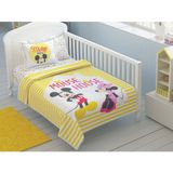 Taç Minnie & Mickey Mouse Disney Lisanslı Karakter Baskılı%100 Pamuk Bebek Pike Takımı, Çok Renkli, Bebek