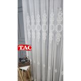 Taç Nakışlı Kort Damask Salon Model Tarz Tasarım Maxima Exculusive 3 Kat Pileli Tül Perde