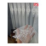 Taç Nakışlı Kort Damask Salon Model Tarz Tasarım Pirime Exculusive 3 Kat Pileli Tül Perde