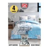 Taç Ocean Turkuaz Ranforce Çift Kişilik Nevresim Takımı 200x220 cm