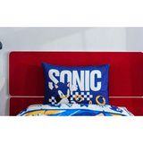 Taç Out Zorluteks Sonic Desenli % 100 Pamuk Kumaş 1 Adet Yastık Kılıfı 50X70 cm Çif Taraflı Baskı - Beyaz - Lacivert