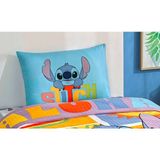 Taç Out Zorluteks Stitch Desenli % 100 Pamuk Kumaş 1 Adet Yastık Kılıfı 50X70 cm - Mavi - Sarı - 50 x 70