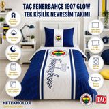 Taç Pamuk Glow Tek Kişilik Nevresim Takımı Lacivert-Beyaz (Logo) 160*220 - Lacivert - Beyaz - 160 x 220 cm