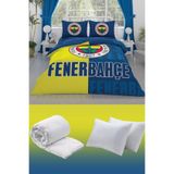 Taç parcaliset Fenerbahçe Parçalı Logo Çift Kişilik 7 Parça Yatak Seti - Nevresim Takımı + Yorgan + 2'Li Yastık,200 x 220 Sarı - Lacivert