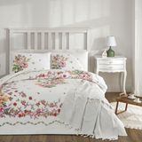 Taç Petunia Ranforce Çift Kişilik Throwlu Nevresim Takımı Pembe - 200 x 220 cm