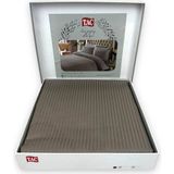 TAÇ Premium Basic Çift Kişilik Stripe Pamuk Saten Nevresim Takımı - Antrasit - 200 x 220 cm - Gri