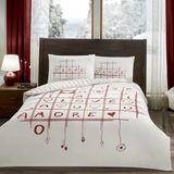 Taç Ranforce Glowlu Çift Kişilik Nevresim Takımı-Romenta Kırmızı - 200 x 220 cm - Beyaz