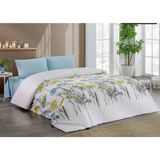 Taç Ranforce Kristal Bloom Çift Kişilik Nevresim Takımı - Açık Mavi - Beyaz - 200 x 220 cm
