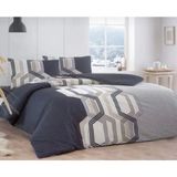 Taç Ranforce Vesper Lacivert Çift Kişilik Nevresim Takımı - Bej - Lacivert - 200 x 220 cm