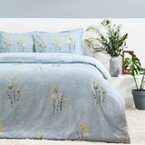 Taç Reborn Organik Pamuk Çift Kişilik Saten Nevresim Takımı Lillian - 200 x 220 cm - Açık Mavi
