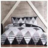 Taç Santos Ranforce Geometrik Desenli%100 Pamuk Nevresim Takımı, Gri, Çift Kişilik (Nevresim: 200x220 cm/Lastikli Çarşaf: 160x200 cm / 2 Adet Yastık Kılıfı: 50x70 cm)