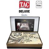 Taç Saten Delüx Çift Kişilik Nevresim Takımı - Bej - Açık Kahve - 200 x 220 cm
