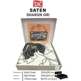 Taç Sharon Gri Pamuk Saten Çift Nevresim Takımı - 200 x 220 cm