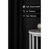 Taç Siyah Termal %100 Işık Geçirmez Kornişli Blackout Karartma Saten Perde - 300 x 250 cm