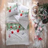 Taç Snowflake Desenli %100 Pamuk Yeşil Çift Kişilik Nevresim Takımı