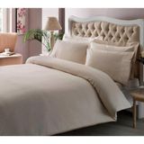 Taç Stripe Saten King Size Krem Çift Kişilik Nevresim Takımı