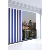 Taç Su Geçirmez Balkon Perdesi – Kornişli & Bağcıklı Branda En×boy Balkon Branda Perde - Mavi - Beyaz - 480 x 200 cm