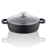 Taç TAC-4972 Valeriya Döküm Cam Kapak 24 cm Siyah Basık Tencere