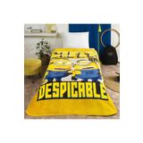 Taç Taç Lisanslı Tek Kişilik Çocuk Battaniye (160x220)-Minions 4 Sarı