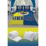 Taç Taçfenerbahçe Parçalı Logo Çift Kişilik 7 Parça Yatak Seti - Nevresim Takımı + Yorgan + 2'li Yastık - Sarı - Lacivert