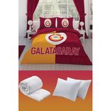 Taç Taçgalatasaray Parçalı Logo Çift Kişilik 7 Parça Yatak Seti - Nevresim Takımı + Yorgan + Yastık - Sarı - Kırmızı