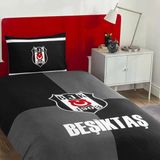 Taç Taraftar Lisanslı Ranforce Çarşafı Lastikli Tek Kişilik Nevresim Takımı-Beşiktaş Efsane (120Lik Çarşaf)