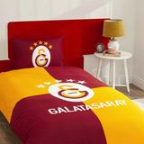 Taç Taraftar Lisanslı Ranforce Çarşafı Lastikli Tek Kişilik Nevresim Takımı-Galatasaray Efsane (120LIK Çarşaf) - Sarı - Kırmızı - 160 x 220 cm