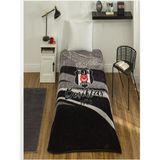 Taç Taraftar Lisanslı Tek Kişilik Battaniye (160X220)- Beşiktaş - Bjk - Siyah - Beyaz - 160 x 220 cm