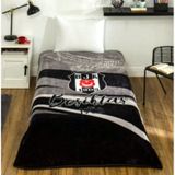 Taç Taraftar Lisanslı Tek Kişilik Battaniye 160x220 -beşiktaş Kartal Siyah - Beyaz