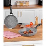 Taç Ultra Granit 2 Li Kızartma Tavası Seti Gri Granit Kaplama 20 x 24 cm Yapışmaz Taban