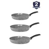 Taç Ultra Granit 3 Parça 26+28+30 cm Gri Tava Seti