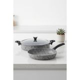 Taç Ultra Granit 3 Parça Tencere Tava Seti (26 Cm Basık Tencere - 26 Cm Tava)