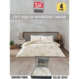 Taç Vellise Ranforce Çift Kişilik Nevresim Takımı 200X220 cm - Beyaz - 200 x 220 cm