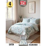 Taç Velora Mavı Pamuk Saten Çift Kişilik Nevresim Takımı - Mavi - 200 x 220 cm