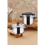Taç Vitamaster 4+6 lt Paslanmaz Çelik Düdüklü Tencere Seti İndüksiyon Uyumlu Gri - 4 - 6 L Set