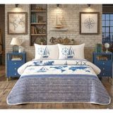 Taç Yeni Sezon Genç Modası Queen Size ( 120 x 200 Lastikli) Pike Takımı Nerıel Lacıvert - Lacivert - 160 X 230 CM