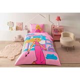 Taç Yeni Sezon Lisanslı Barbie Dream House Tek Kişilik Nevresim Takımı - Pembe - 160 x 220 cm