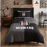 Taç Yeni Sezon Lisanslı Beşiktaş Efsane Tek Kişilik Nevresim Takımı - Siyah - Gri - 160 x 220 cm