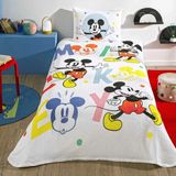 Taç Yeni Sezon Lisanslı Dısney Mickey Happy Tek Kişilik Pike Takımı - Beyaz - 160 X 230