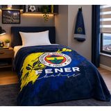 Taç Yeni Sezon Lisanslı Fenerbahçe Fanatik Battaniye ( Yüz Havlusu Hediyeli ) - Lacivert - 160 x 220 cm